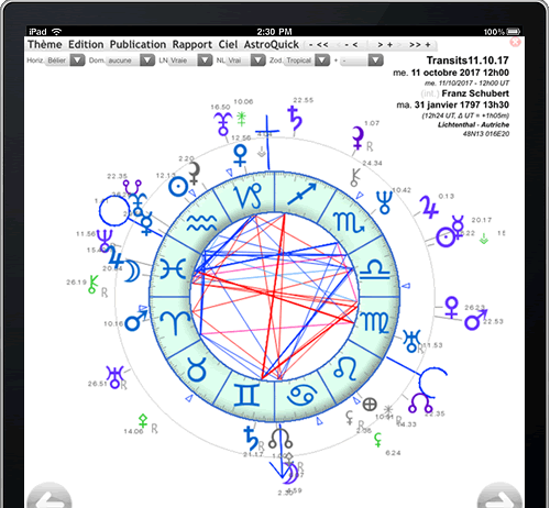 AstroQuick 7 logiciel d'astrologie pour iPad Apple
