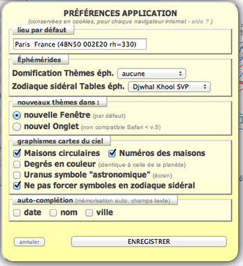 fenetre astroquick options application